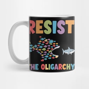 Resist the Oligarchy Funny Fish Anti Trump Political Cartoon Protest Mug